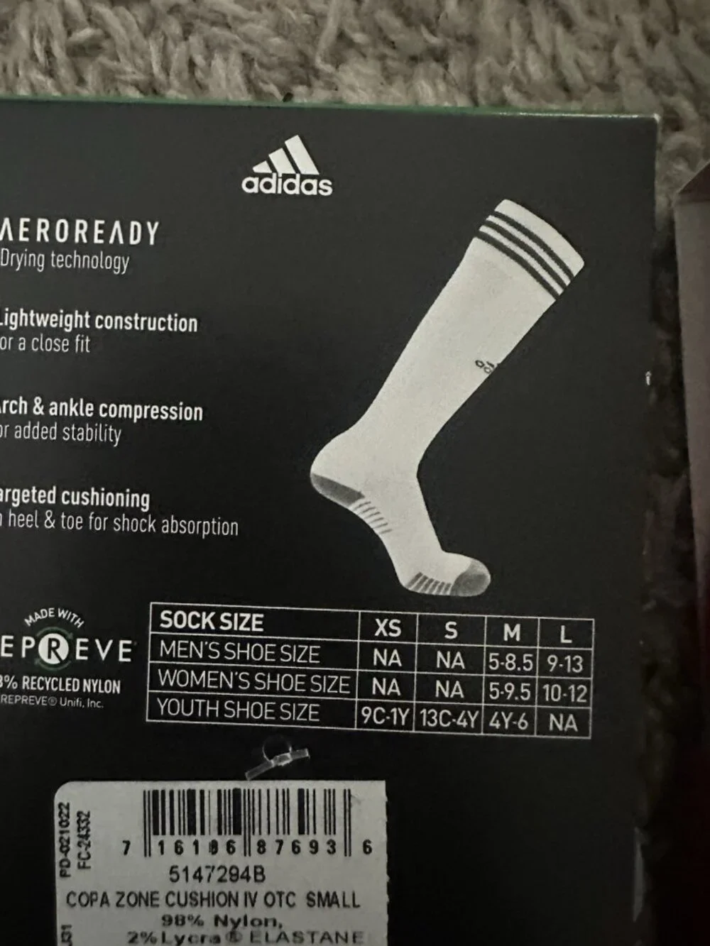 Adidas Copa Zone Cushion Red Athletic Soccer Socks Size Small Pack Of 2